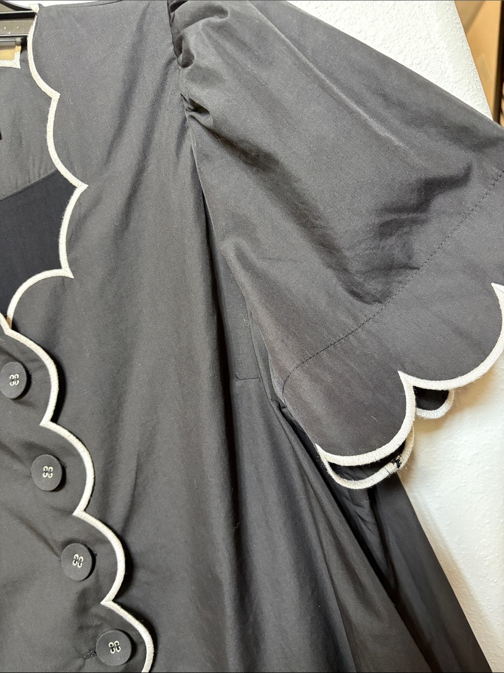 entro Black Mini Dress with White Scalloped Trim - Picture 4 of 7